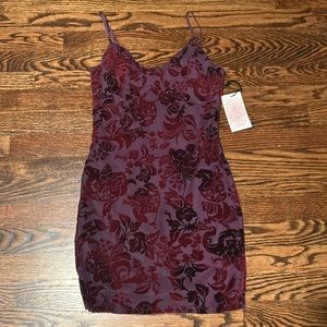 Crystal Sky 90s inspired mini dress, size small, velvet feel and floral design